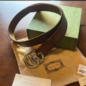Authentic Brown with Silver GG buckle Gucci Belt